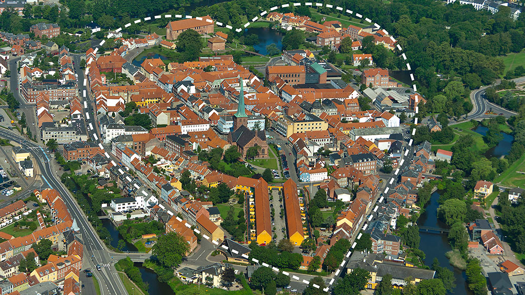 Luftfoto af Nyborg Danmarks Riges Hjerte