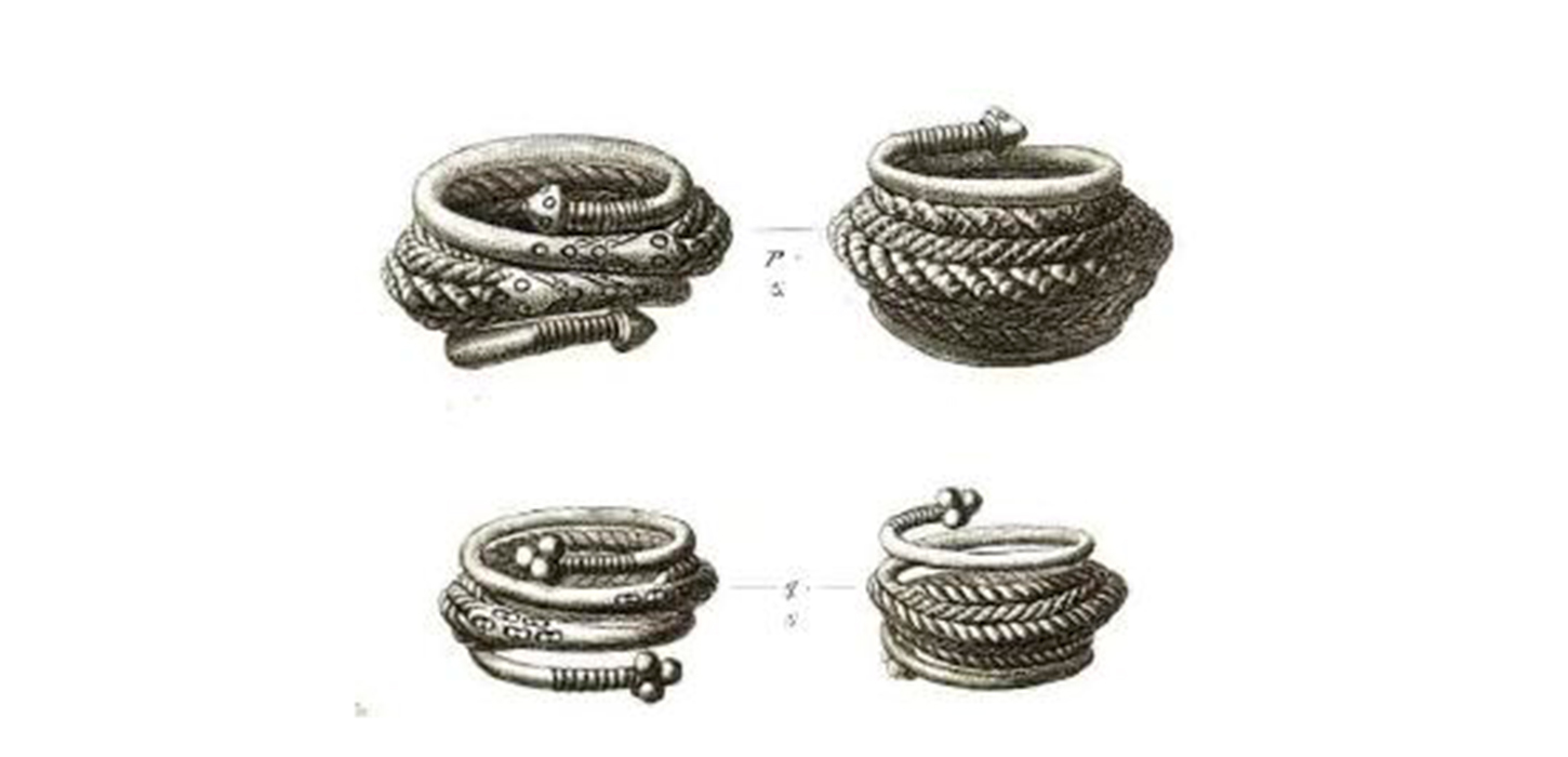 Guldfingerringe fundet i gravfundene ved Langå