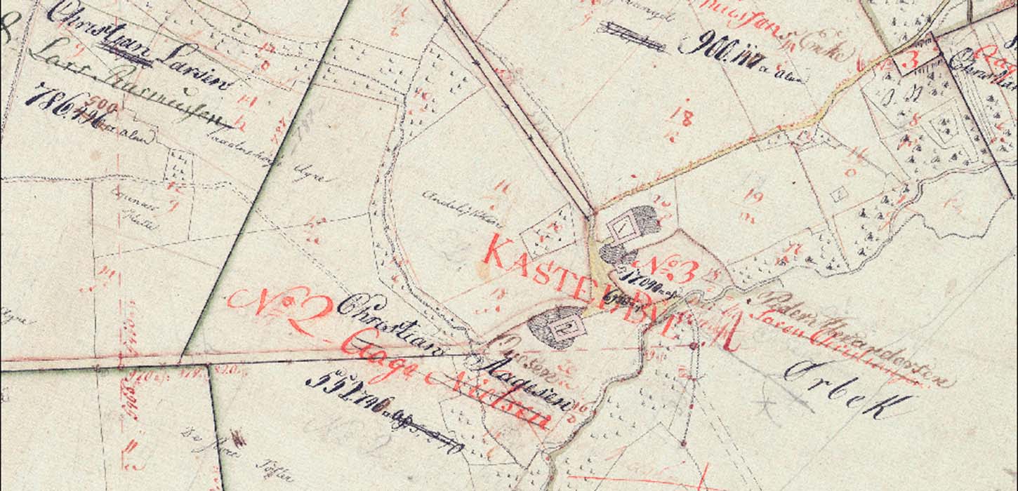 Kastel by på det tidlige udskiftningskort fra 1797