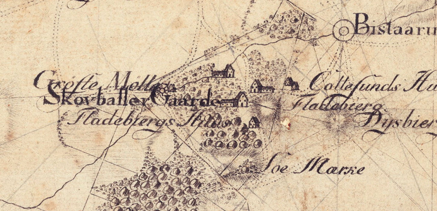 Skovballe på Videnskabernes Selskabs Konceptkort fra 1776 