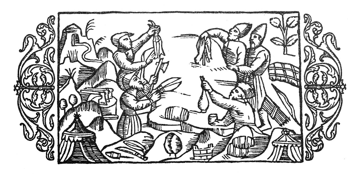 Træsnit af handlende