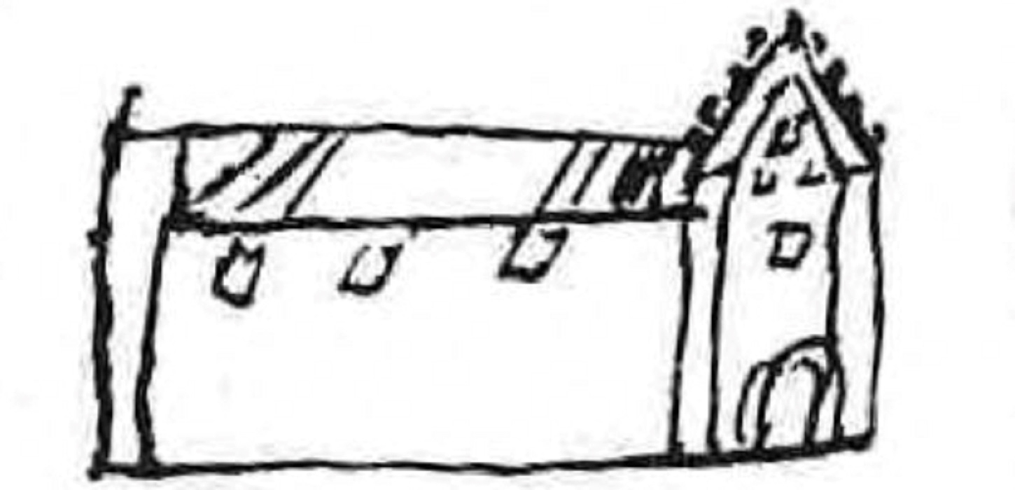 Ørbæk Kirke som biskop Jacob Madsen tegnede den i sin visitatsbog